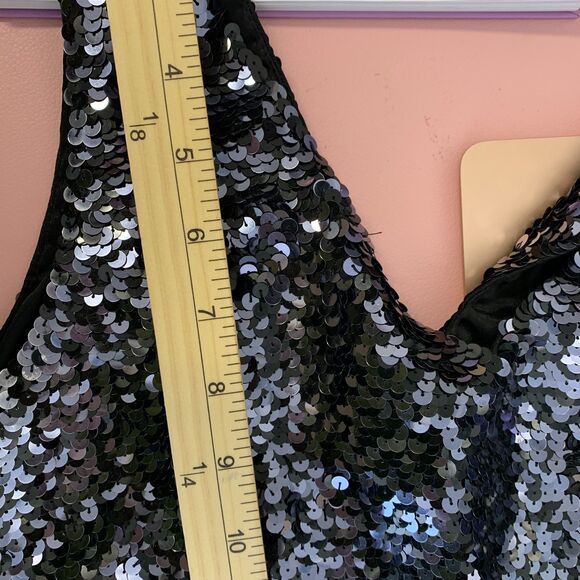 Womens Vintage Alyce Designs Sequined V-neck Top Midnight Black Size 22 - Picture 7 of 9
